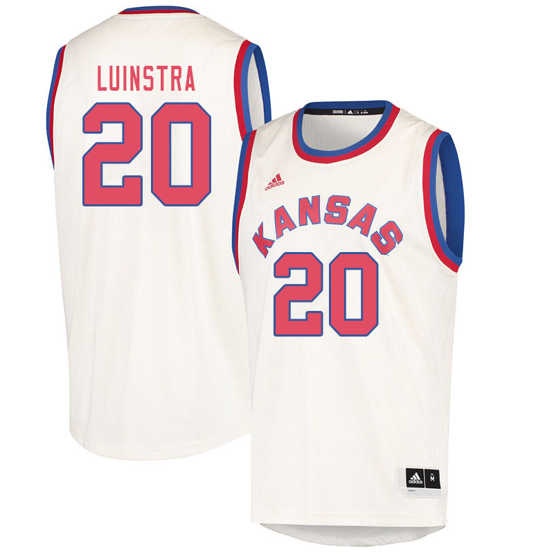 Men #20 Garrett Luinstra Kansas Jayhawks College Basketball Jerseys Sale-Cream